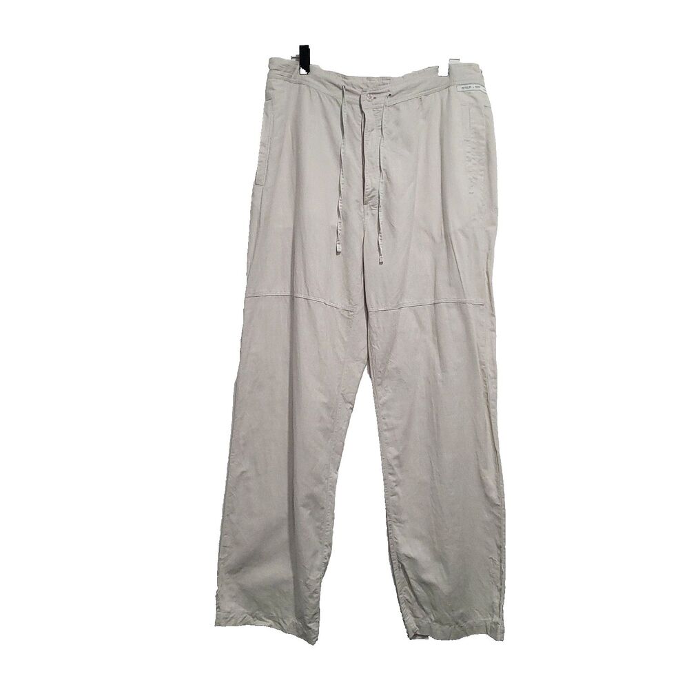 Linen Wide‎ Leg Reynolds & Perry Pants XXL Natural Button Up Tie Waist Coastal